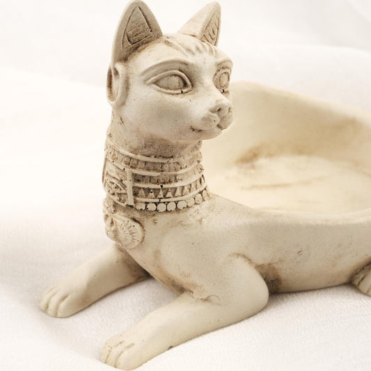 White Sphinx Cat Ashtray, Ancient Vibe  Funky Outdoor Cool Ashtray Gift Idea for Smokers – 14x10cm Handmade HEAVY ITEM 1LBS