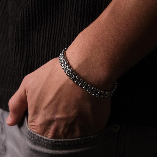 Men's Casual Silver Chain Bracelet & 20 cm, Chunky Chain Link | Rugged Modern Style | Masculine Jewelry Gift for Special Occasions
