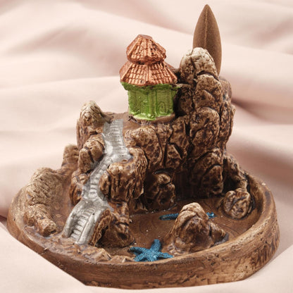 Castle & Beach Backflow Incense Burner in Unique Style , Yoga Lovers' Accessories, Backflow Incense Holder with Starfish and River