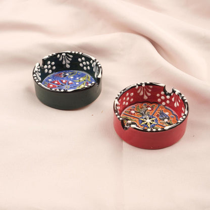 Buy1 Get1 | Handmade, Antique Looking Vintage Style Ashtray in Blue and Red