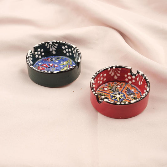 Buy1 Get1 | Handmade, Antique Looking Vintage Style Ashtray in Blue and Red