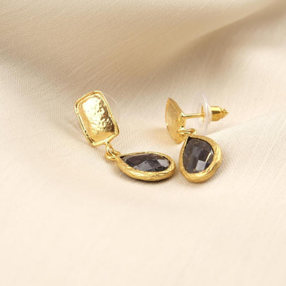 Handmade Garnet Diamond Earrings,Gold Teardrop January Birthstone, Artistic Minimal Jewelry For Women, Elegant Everyday Statement Piece Gift
