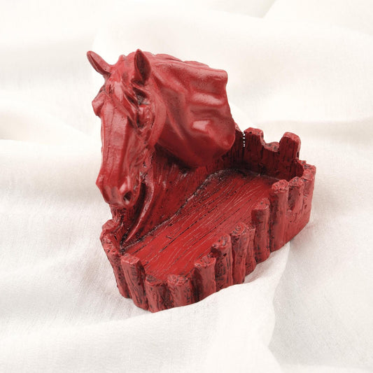 Handmade Red Horse & Castle Ashtray Cool Funky Vintage Mythic Smoking Gift Cigarette Accessories, Smokers Authentic Decoration WEIGHS 1LB