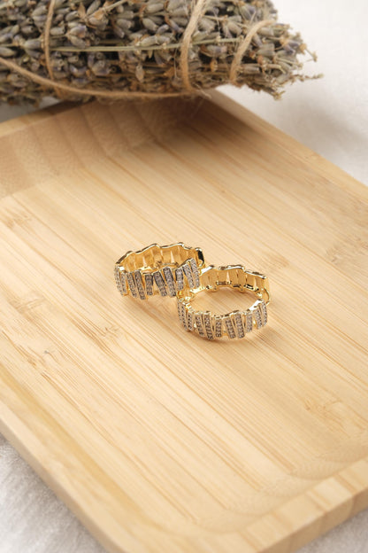 British Lock Gold Hoop Earrings With Emerald-Cut Diamond Accents Hypoallergenic Lightweight Chic Elegant Everyday Jewelry Gift for Women