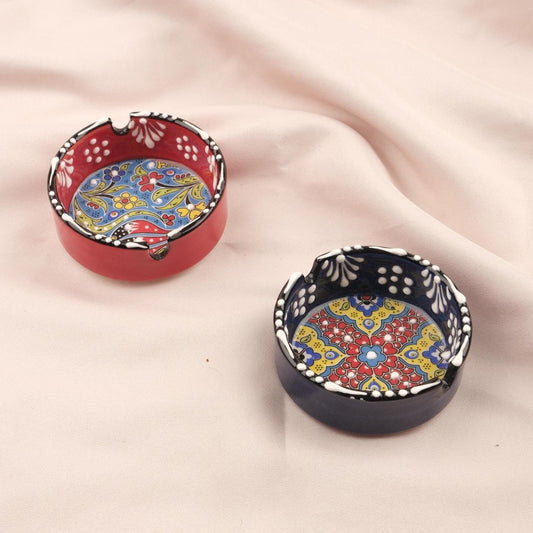 Buy1 Get1 | Handmade, Antique Looking Vintage Style Ashtray in Red & Blue