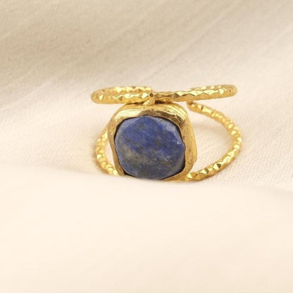 Stone of Mind & Authenticity | Handmade Sodalite Ring, Antique Looking And Vintage Style Adjustable Ring,Gemstone Artistic Diamond Ring Gift