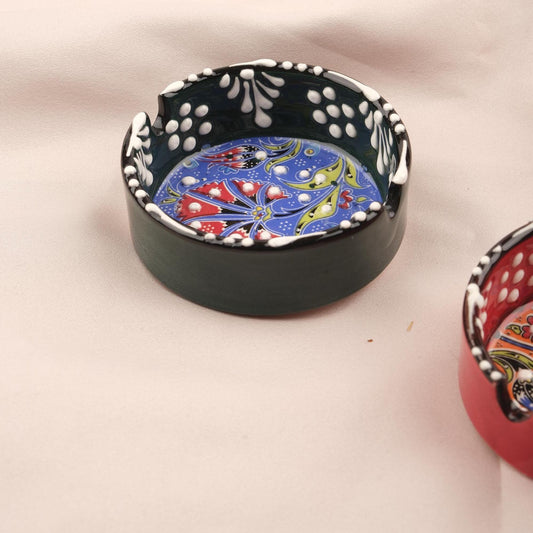 Buy1 Get1 | Handmade, Antique Looking Vintage Style Ashtray in Blue and Red