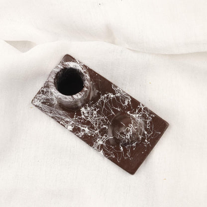 Brown And White Epoxy Marble Design Palo Santo Holder | Spiritual Tray For Energy Or Aromatherapy | 13x7x8cm Meditation Ash Catcher Gift