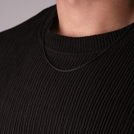 Black Chain Style Choker Necklace for Men in Stainless Steel, Silver Chain For Men, Everyday Necklace, Elegant Gift for Boyfriend