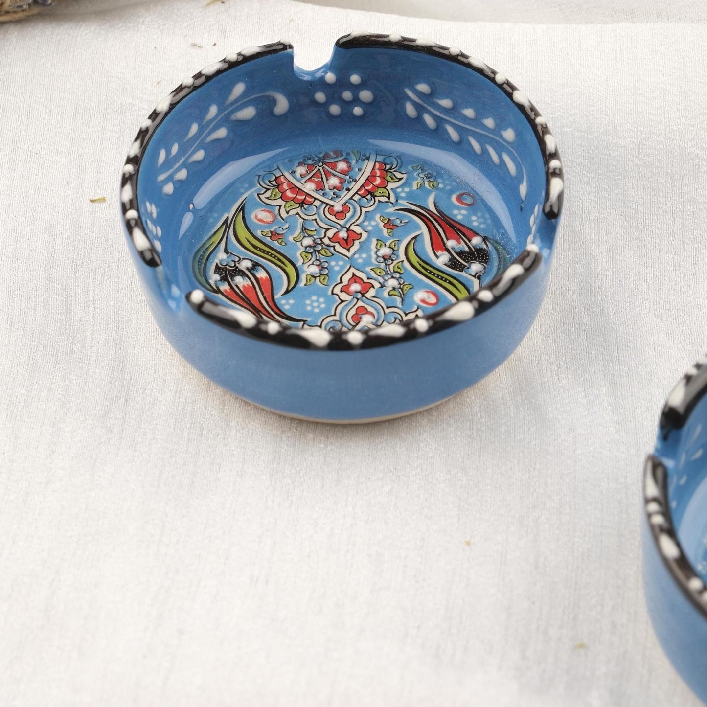 Buy1 Get1 | Handmade Light Blue Ceramic Ashtray with Vintage Lid Design, Small Antique Style Smoking Accessory Cigar Ash Tray, Cigarette Lid