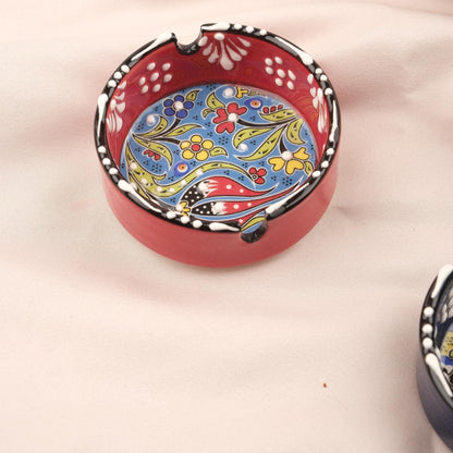 Buy1 Get1 | Handmade, Antique Looking Vintage Style Ashtray in Red & Blue