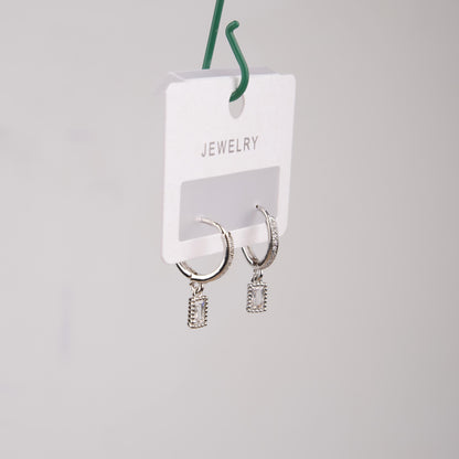 Silver Minimal Emerald Hoop Earrings For Women, Elegant Timeless Style, Hypoallergenic Jewelry In Brass