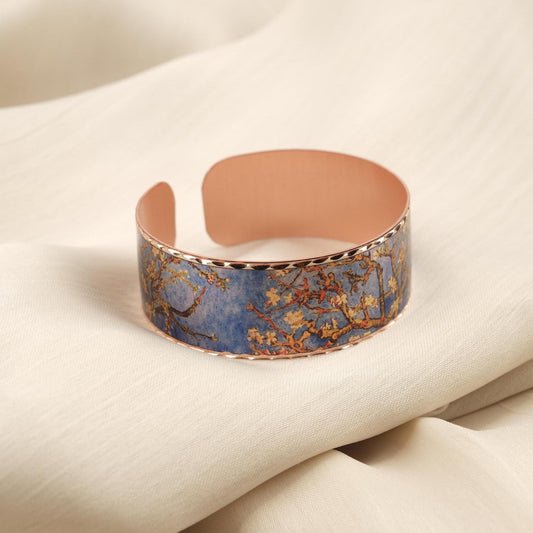 Vincent Van Gogh "Almond Blossoms" Bracelet in Pure Copper, Artistic Adjustable Art Bangle | Antique Looking Vintage Style Inspired Gift