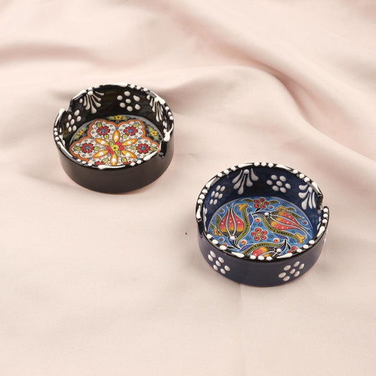 Buy1 Get1 | Handmade, Antique Looking Vintage Style Ashtray in Light Dark Blue & Black