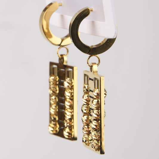 Gold Roman Number Multifunctional Earrings, Bold Hellenic Jewelry For Women, Everyday Hypoallergenic Style In Brass