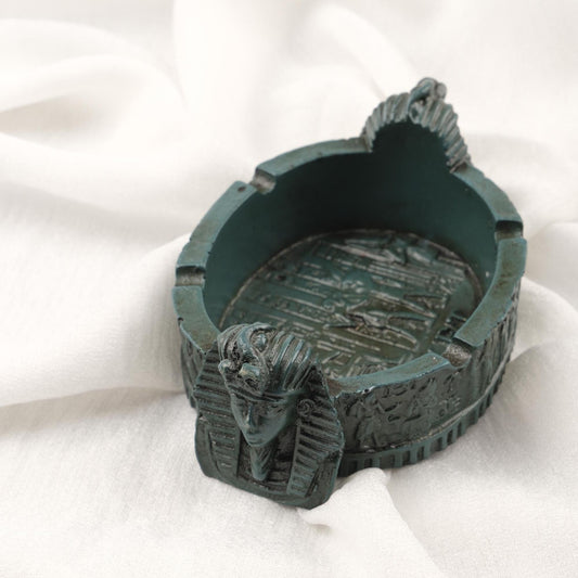 Pharaoh Ashtray | Dark Green , Mythic Ancient Smoke Accessory  Funky Vintage Ashtray Gift – 10x15cm Handmade Handmade HEAVY ITEM 1LBS
