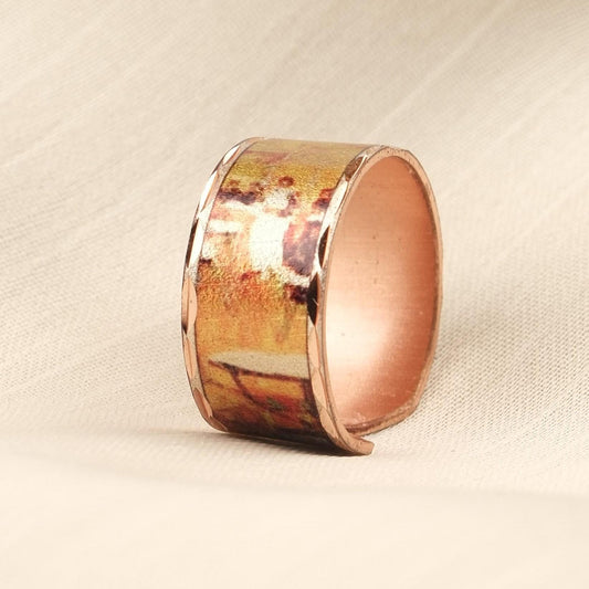 Vincent van Gogh “Café Terrace at Night” Ring in Pure Copper, Adjustable Artistic Design | Handmade Antique Looking Vintage Style Hers Gift