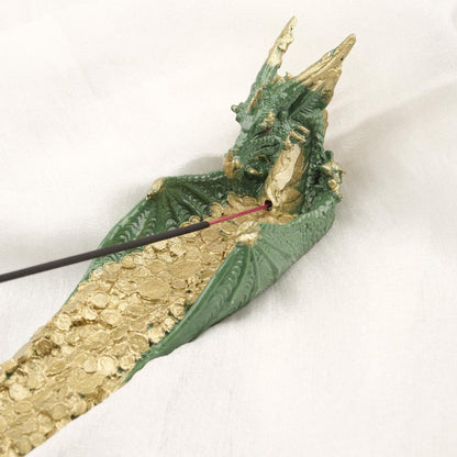 Money Attraction  Dragon  Gold Flow Incense Stick Holder | Prosperity Feng Shui Stick Tray | 25x6x7cm Authentic Decoration for Yoga Lovers