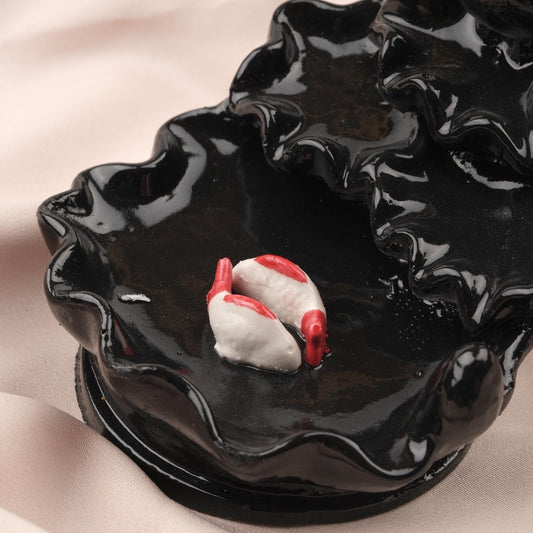 Koi Fish Pond Backflow Incense Burner, Ash Lid for Meditation Incense, Aromatherapy Decoration for Backflow Incense & Cone, Unique Gift Idea