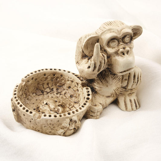 White & Creme Oval Monkey Ashtray, Spider Detail  Funky Mythic Gift Idea, Cool Ashtray Lid – 15x9cm Funny Handmade HEAVY ITEM 1LBS