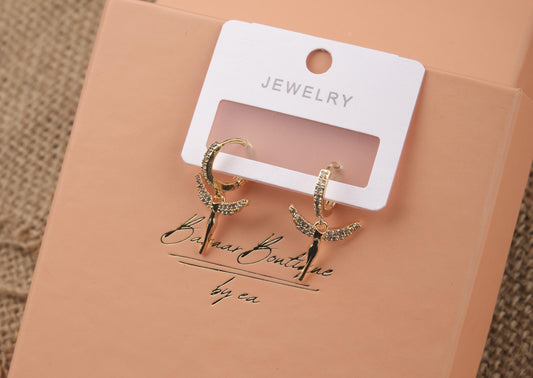 Gold Fairy Angel Hoop Earrings, Radiant And Spiritual Jewelry For Women, Gentle Minimal Charm Made In Brass