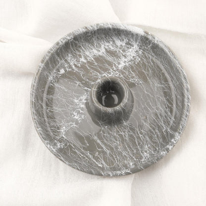 Sky Gray And White Oval Palo Santo And Smudge Holder | Handmade Ceramic Energy Cleansing Dish | 13x13x9cm Sandal Stick Holder Authentic Gift