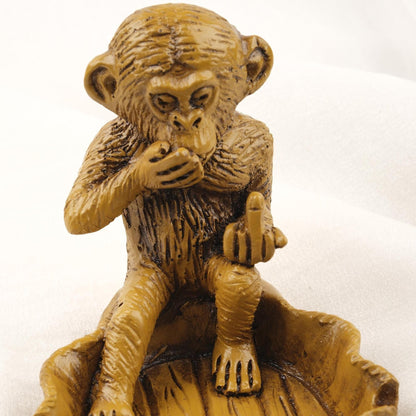 Light Green Small Middle Finger Monkey Ashtray  Funky Vintage Smoking Accessories Gift Idea – 13x10cm Handmade HEAVY ITEM 1LBS
