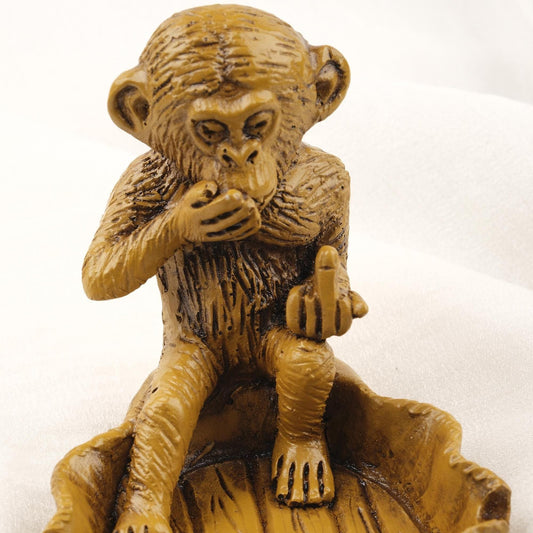 Light Green Small Middle Finger Monkey Ashtray  Funky Vintage Smoking Accessories Gift Idea – 13x10cm Handmade HEAVY ITEM 1LBS