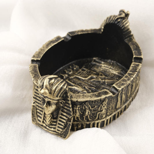 Black and Silver Pharaoh Ashtray 10x15cm Heavy Weight Handmade Smoking Accessories, Cigarette Lid for Smokers, Ancient Egyptian Art