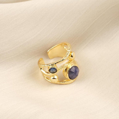 Stone of Calm & Clarity | Handmade Aquamarine Ring, Antique Looking And Vintage Style Adjustable Ring, Gemstone Artistic Statement Ring Gift