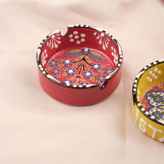 Buy1 Get1 | Handmade, Antique Looking Vintage Style Ashtray in Unique Light Green and Red with Istanbul Writing