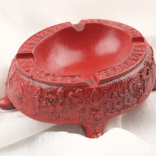 Handmade Red Ancient Egypt Art Ashtray  Funky Mythic Outdoor Ashtray Gift for Smokers Cigarette Lid and Accessories for Smokers WEIGHS 1LB