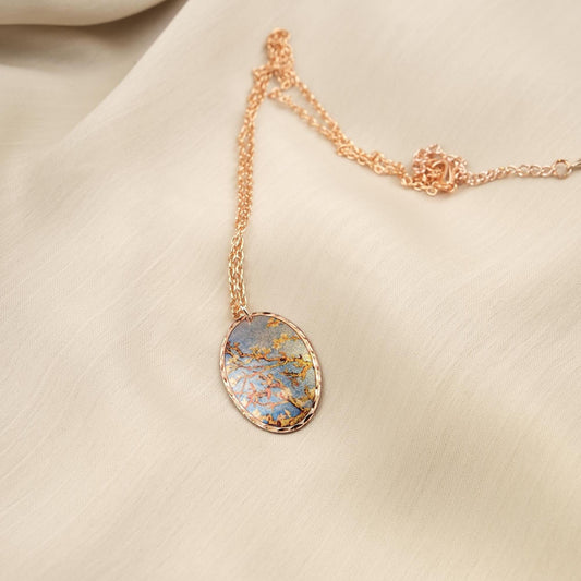 Vincent van Gogh "Almond Blossoms" Necklace in Pure Copper, Artistic Pendant & Adjustable Chain, Handmade Antique Looking Vintage Style Gift