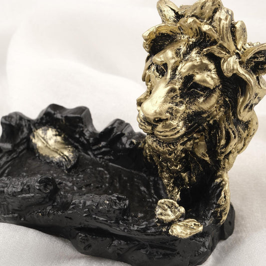 Handmade Gold Lion Ashtray with Feather Detail  Funky Vintage Ashtray Lid, Cool Smoking Gift  Cigarette Holder for Smokers WEIGHS 1LB