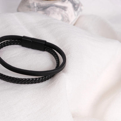 Classic Black Men's Leather Bracelet, Minimalist & Modern Design, Genuine Leather . Elegant Gift for Him