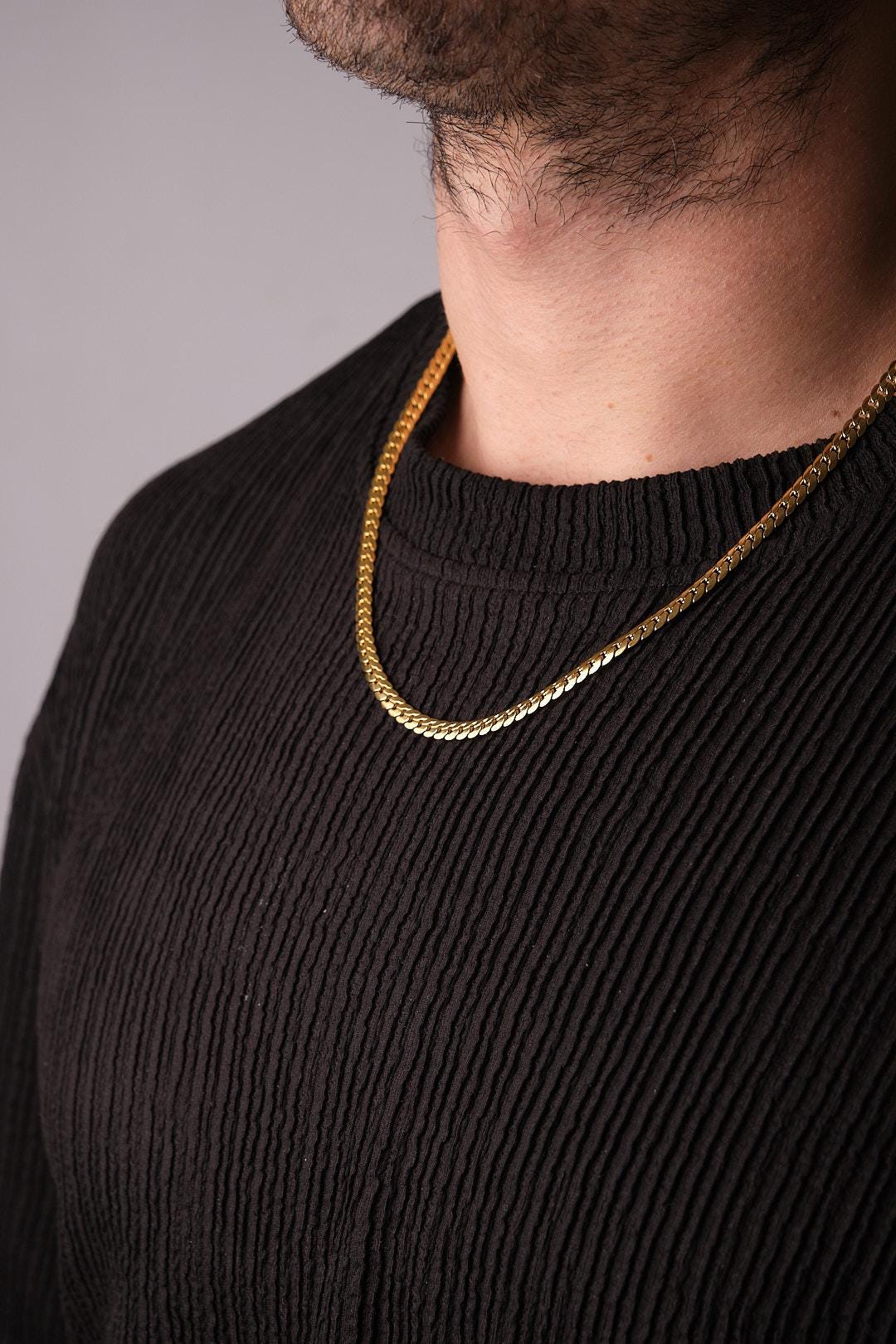 Men's Gold Snake Chain Choker Necklace & 54 cm, Stainless Steel Jewelry with Urban Edge | Cool and Masculine Look | Great Gift for Him