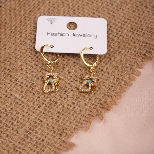 Gold And Purple Cat Hoops, Whimsical Minimal Jewelry In Brass, Vibrant Summer Vibe, A Playful Gift For Women With Style