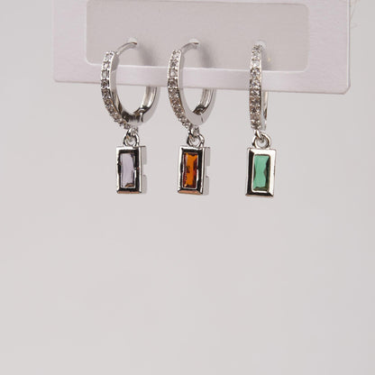 Silver Emerald Hoop Earrings Set Of 6, Minimalist And Timeless Jewelry For Women, Hypoallergenic Brass Elegance