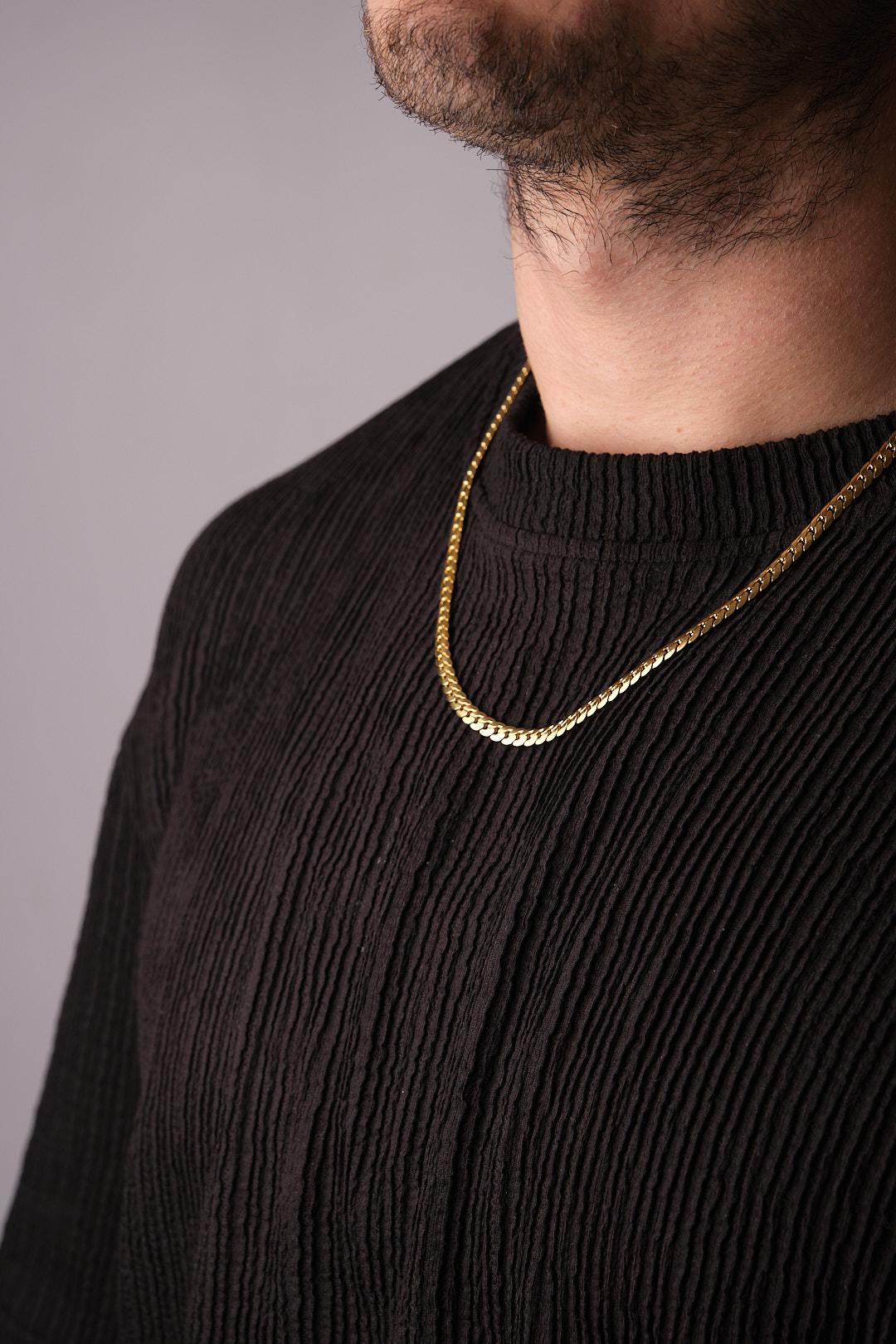Men's Gold Snake Chain Choker Necklace & 54 cm, Stainless Steel Jewelry with Urban Edge | Cool and Masculine Look | Great Gift for Him