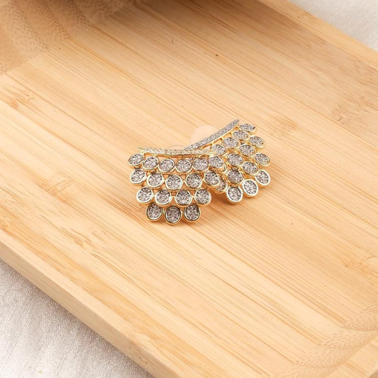 Silver & Gold Crown Stud Earrings One Side Gold One Side Silver Hypoallergenic Sparkling Crystal Accents Unique Minimalist Jewelry Gift
