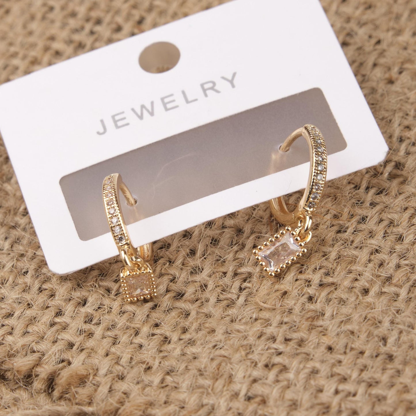 Gold And Pink Emerald Earrings For Women, Timeless Minimal Hoops, Hypoallergenic Jewelry Made In Brass