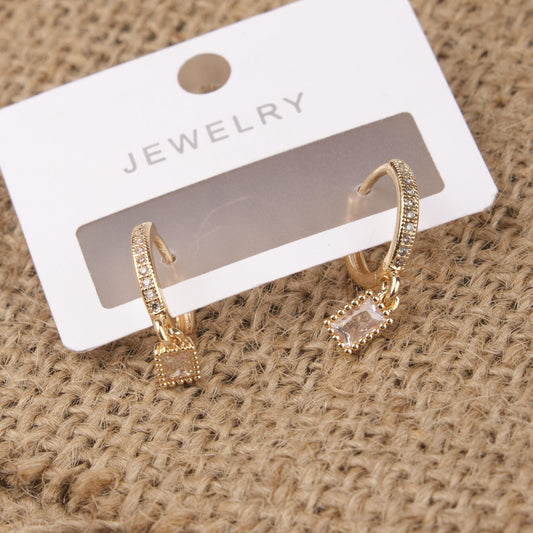 Gold And Pink Emerald Earrings For Women, Timeless Minimal Hoops, Hypoallergenic Jewelry Made In Brass
