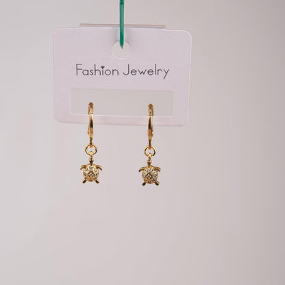 Gold Turtle Hoop Earrings, Minimalist Summer Charm In Brass, Gentle Care Jewelry That Brings Ocean Energy, Gift For Women