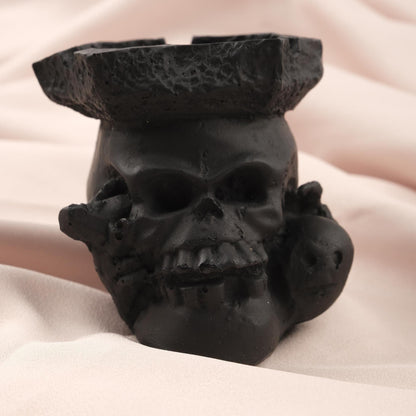 Marijuana Leaf & Skull Ashtray in Black, Unique Hippie Cigarette Lid for Smokers, Smoking Accessories for Husband, Authentic Home Decor