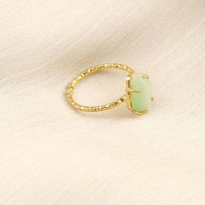 Handmade Diamond Ring, Drop Style Antique Looking And Vintage Style Gold Plated Adjustable , Green Gemstone Elegant Artisan Crafted Ring