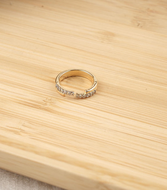 Baguette Gold Ring for Women Little Finger Design Gold Plated Hypoallergenic Dainty Stackable Minimalist Modern Adjustable Ring Jewelry Gift