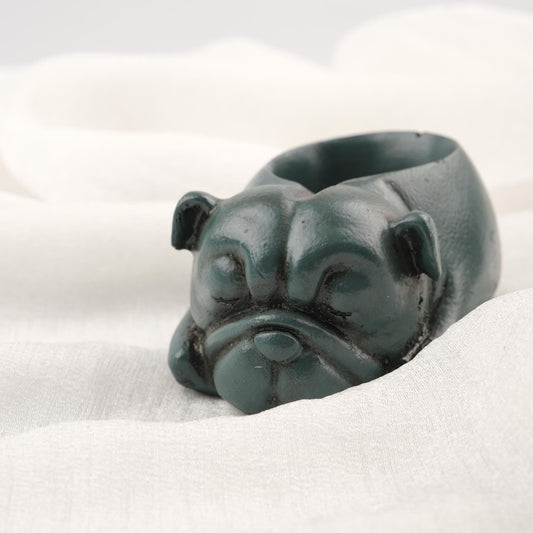 Sleeping Dog Ashtray, Green Cigarette Lid for Smokers, Art Deco Smoking Accessories | Gift for Husband and Dog Lovers WEIGHS 1LB