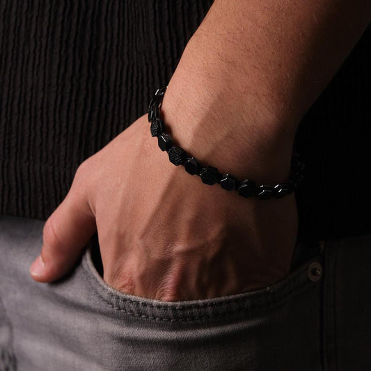 Men's Casual Geometric Design Bracelet – Adjustable Length – 25 cm, Durable Jewelry for Daily Outfits | Masculine Gift for Boyfriend