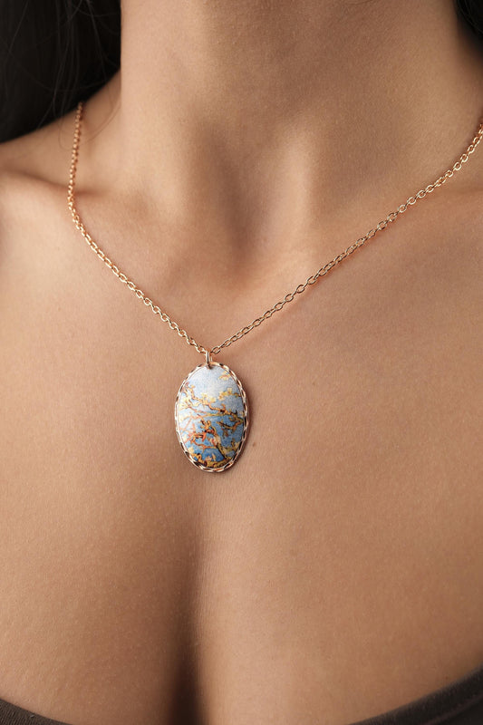 Vincent van Gogh "Almond Blossoms" Necklace in Pure Copper, Artistic Pendant & Adjustable Chain, Handmade Antique Looking Vintage Style Gift