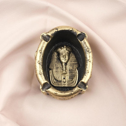 Gold Ashtray in Egyptian Style, Mini Cigarette Lid for Smokers, Unique Smoking Accessories | Gift for Husband, Pharoah Ash Tray